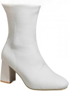Женские ботильоны с носком в виде носка, массивным средним каблуком, заостренным носком, повседневные теплые ботинки Hhhchpm, White
