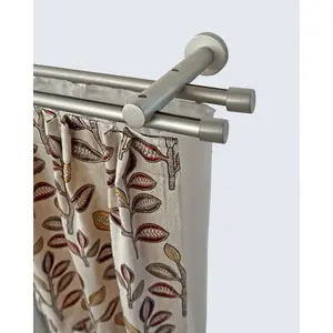 Карниз KEA Ø 20 мм, двухрядный, на заказ, комплектация для штор, простой монтаж, удлиняемый, настенный монтаж, наконечник Garesa, Mattchromfarben