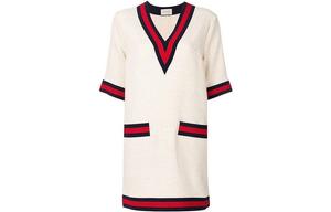 Платье с короткими рукавами женское, цвет Off White Gucci