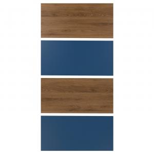 4 панели для рамы раздвижной двери, цвет орех/синий, 100x201 см IKEA Mehamn