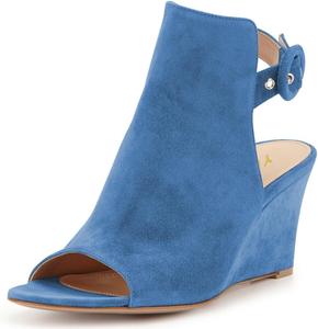 Женские элегантные босоножки на танкетке YDN с открытым носком, замшевые туфли с ремешком на пятку, ботильоны на каблуке для вечеринок, Blue