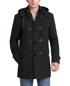 Пальто BGSD Tyson Wool Blend Leather Trimmed, черный