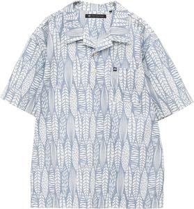 Мужская рубашка-поло с коротким рукавом (влагоотводящая, быстросохнущая, с рисунком тропических растительных листьев) / для гольфа / 7AL011 Travis Mathew, синий