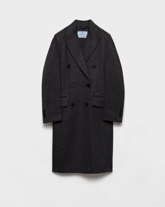 Двубортное пальто из двойного кашвула Prada, серый