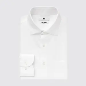 Рубашка приталенного кроя с полушироким воротником и длинными рукавами Uniqlo, белый