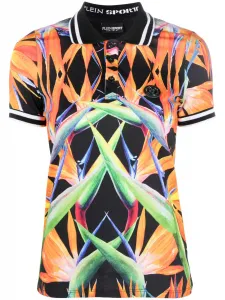 Рубашка поло с цветочным принтом Plein Sport, черный