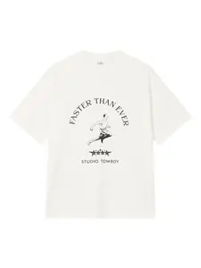 Футболка с графичным принтом Studio Tomboy, белый