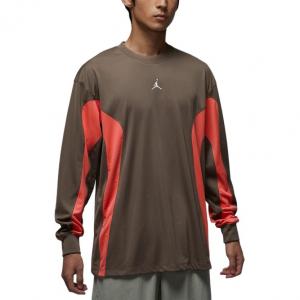 Jordan Мужские футболки темно-коричневого/оранжево-красного цвета с круглым вырезом, средней толщины