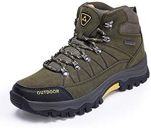 Мужские водонепроницаемые походные ботинки Qacksv, легкая утилитарная кожаная обувь, ботинки, наружные ботинки до щиколотки для строительства, кровли, охоты, зеленый