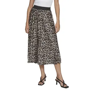 Юбка Vila Nitban Print midi skirt, коричневый