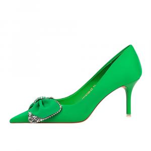 QITUMAUL Стройные каблуки на высоком каблуке женские зеленые, цвет Green[Heel Height 7.5cm]