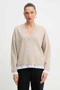 Свитер из смесовой шерсти Liu Jo, бежевый