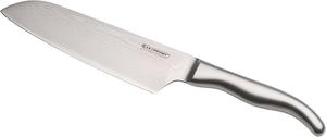 Нож Сантоку Le Creuset, 18 см, лезвие из дамасской стали 18/8 с гладкой кромкой, рукоятка из нержавеющей стали, нержавеющий, серебристый