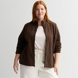 Плюс сайз куртка на молнии из микрофлиса Tek Gear, Birk Brown