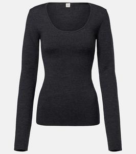 Компактный свитер из шерсти с примесью Toteme, Charcoal Melange