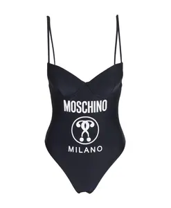 Купальник Logo Milano с косточками Moschino, черный