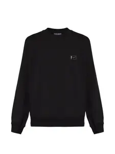 Свитшот с круглым вырезом и логотипом на планке Dolce & Gabbana, черный