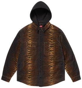 Стеганая бархатная рубашка Supreme с капюшоном и подкладкой, коричневый