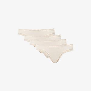 Набор из четырех стрингов с низкой посадкой из эластичной ткани Stripe & Stare, цвет sand