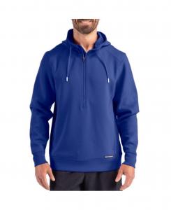 Мужской пуловер Roam с длинными рукавами и капюшоном на молнии до середины груди Cutter & Buck, Tour blue