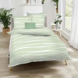 Постельное белье Dream Sleep Mako-Satin Motion Colours Jade 155x220 см + 80x80 см Traumschlaf