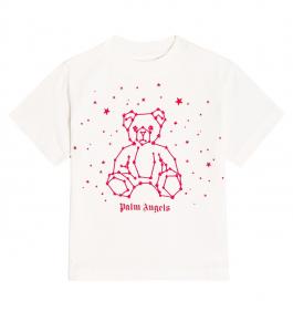 Футболка из хлопкового джерси с принтом Palm Angels Kids, белый
