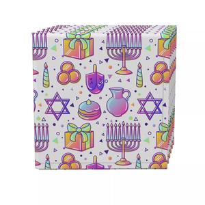 Набор салфеток, 100 % полиэстер, набор из 4 шт., 18x18 дюймов, фиолетовый оттенок Ханука