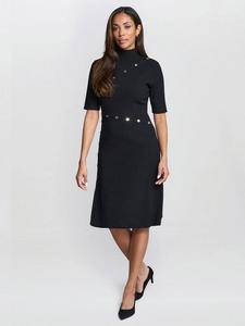 Платье Vickie с пуговицами и вязкой Gina Bacconi, Black/Gold