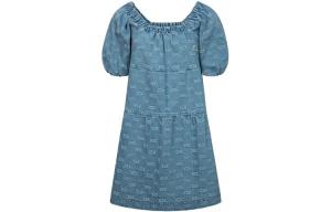 Платье с короткими рукавами женское джинсовое синее по всей земле Evisu