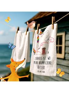 Mr. & Mrs. Panda Белое полотенце с изображением единорога и надписью, предназначенное для швеи