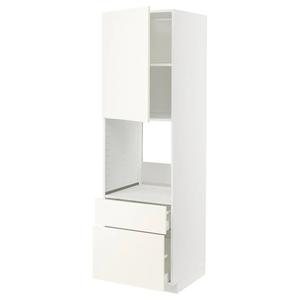 Шкаф f ov w dr/2 frnt/1 m/1 h drw METOD/MAXIMERA IKEA, 60x60x200 см, цвет white/vallstena white