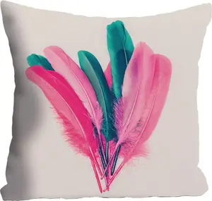 Королевская декоративная подушка ""Перья", чехол без наполнителя, 1 шт Queence 40х40 см, цвет bunt + bedruckt