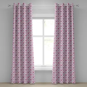 Штора на люверсах ABAKUHAUS Сова, Спящие совы с ромбовидным узором, полумесяц, звезды, облака, спокойной ночи, декоративная двухпанельная штора, 280 см x 175 см, лавандово-розовая Abakuhaus