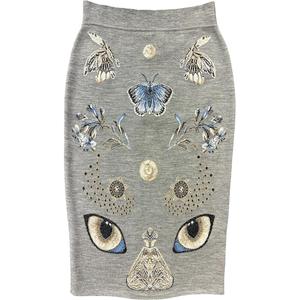 Вязаная длинная юбка Women's Alexander McQueen, серый