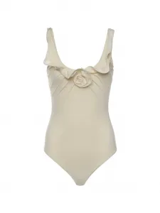 Купальник с рюшами и цветочным принтом Magda Butrym, бежевый