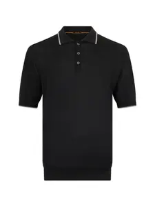 Поло с серой отделкой Moorer, черный