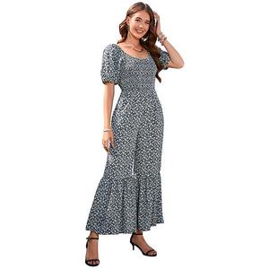 Женский комбинезон с коротким рукавом, рюшами и цветочным принтом Seoria, Blue