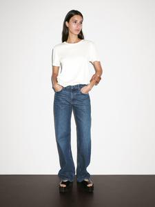 Футболка прямого кроя с воротником Massimo Dutti, кремовый