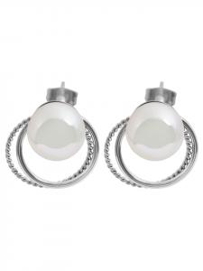 Adeliás Женские серьги - Серьги-гвоздики из нержавеющей стали с жемчужиной в серебряном исполнении