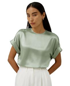 Современный женский шелковый топ свободного кроя LILYSILK, Pale turquoise