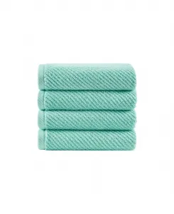 Набор из 4 хлопковых полотенец с диагональной ребристой текстурой Madison Park, бирюзовый
