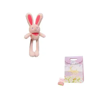 Плюшевый кролик на ключах с подвижными ушками, высота 24 см Jinnew, розовый