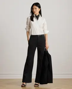 Женские прямые брюки из эластичного хлопка Lauren Ralph Lauren, черный