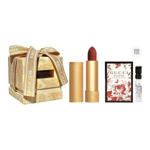 GUCCI Матовый блеск для губ в золотой упаковке набор косметики увлажняющий 3,5г пробный парфюм+мерцающая золотая коробка