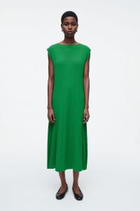 Плиссированное трикотажное платье макси COS, зеленый