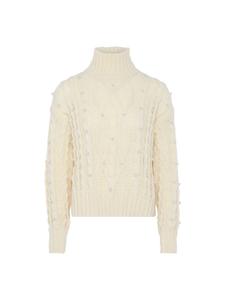 Женский свитер с жемчугом в кремово-белом цвете faina