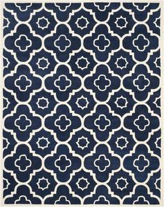 SAFAVIEH Chatham Collection ковер, 267 x 366 см, Dark Blue & Ivory, ручной работы геометрический Wool, идеально для помещений с высокой проходимостью в гостиной, спальне (CHT750C)