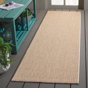 Ковер-дорожка SAFAVIEH, 67 x 244 см, Sisal All-Weather Collection, Tan, геометрический рисунок, идеально подходит для помещений с высокой проходимостью: прихожая, кухня и ванная комната (SAW420B-28)