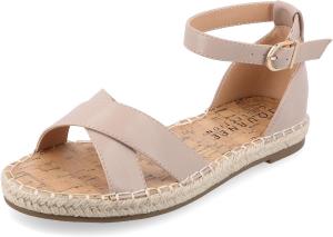 Женские плоские эспадрильи Journee с переплетенными ремешками, открытым круглым носком, с пряжкой на щиколотке и платформой - модель Lyddia Journee Collection, Taupe