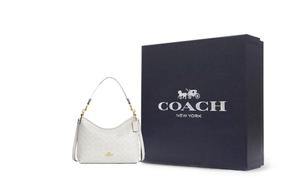 COACH Сумка через плечо из лакированного холста большая унисекс меловая